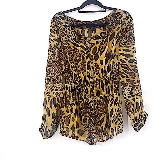 Vintage sheer Leopard print top Y2k size medium - Picture 1 of 6